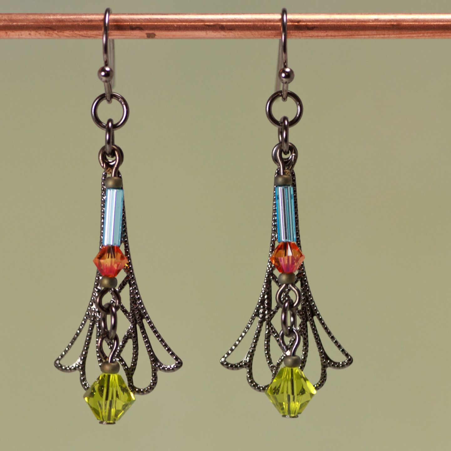Cool Water-Stained Glass Window Earrings